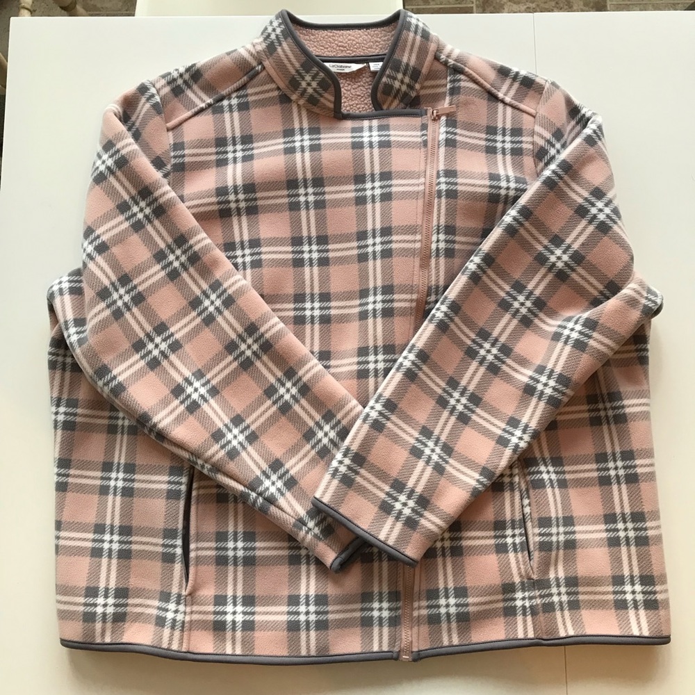 LIZ CLAIBORNE NY Fleece Jacket Pink/Gray 26W